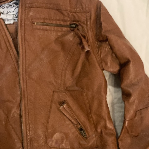 Wet Seal Light Brown Womens Small Faux Leather jacket.  Used. - Picture 5 of 6